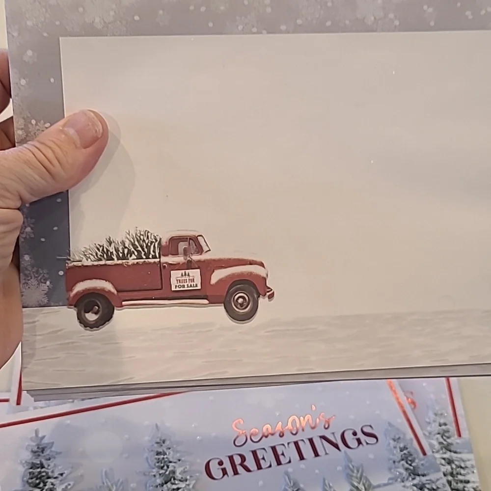 New!! Set of 12 Tree Farm Truck Christmas Cards